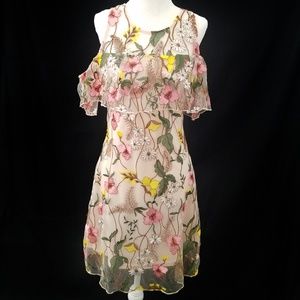 Lace Floral Cold Shoulder Dress